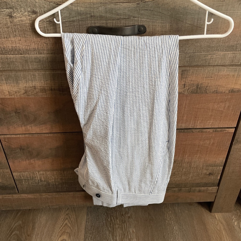 Tommy Hilfiger Blue and White Seersucker Dress Pants 36x30